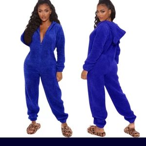 Blue fleece full body onesie